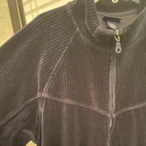 Men's Champs Sports Velvet Velour Navy Track Jacket - Picture 5 of 8